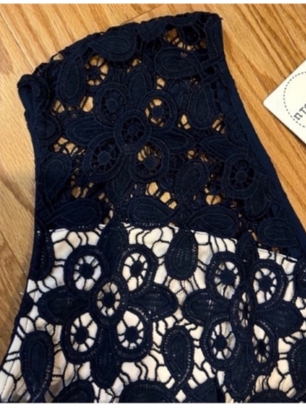 Soieblu NEW Navy Lace Dress Nude Underlay Knee Length Fit N Flare Womens 1X - Picture 12 of 13